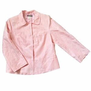 Sigrid Olsen Jacket Linen & Silk Blend Floral Patterned Textured Blazer Grandma